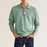 2025 Wish Autumn Long-Sleeved V-Neck Button Men's Casual Polo Shirt HZ1208