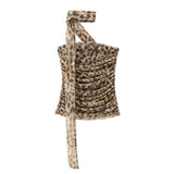 Spring 2025 New Women's Animal Print Pattern Net Tector-Smeared Tsets Half Dress HZ1208