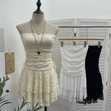 Real Shooting Retro Lace Spell To Receive Waist-Meared Tective Dress Sexy Collared Cake Dress Small Man Short Dress 1272 HZ1208