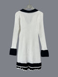 Autumn/Winter 2025 New Temperament Elegant High- Waist Long-Sleeved Leaf Side Knitted Dress Woman HZ1208