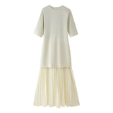 Spring New Round-Neck Short-Sleeved Knitted Knitted Dress 4192001 HZ1208