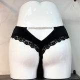 Diamond Chain Hollow Lady T-Shirt Lace Trousers Comfort Ice Silk Cotton Crotch Trousers Sexy Low-Waist Trousers HZ1208