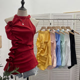 Spicy Design Sleeveless Leaves Three-Dimensional Flower Blouse Atmosphere Slimming Waist 1166 HZ1208