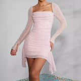 Exploding Pink Sexy High-End Pearl Skirt HZ1208