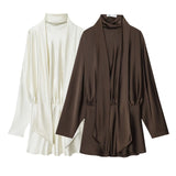 Z2025 New Fashion Temperament Women's Silk And Fern Texture Scarf Dress 4661215 HZ1208