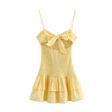 Summer New Small Check-In Bow Ornament Back Hollow Dress 8034522 HZ1208