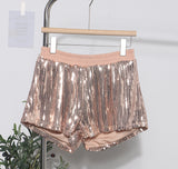 Real Shooting Babes Shiny Shiny Splicing Loose Waist Shorts Design Feel Thin Broad Leg Hot Pants 9053 HZ1208