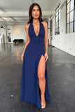 Sexy Women's New Hanging Neck V Tie Strap Bare Back Open Dress Temperament HZ1208