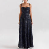 2025 Summer New Women's Sexy Sling Chiffon Temperament Show Back Evening Dress Dress HZ1208