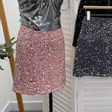 Pink Lewd Skirt High Waist Thin Anti-Light Bag A Word Flashy Bundi Skirt 8021 HZ1208