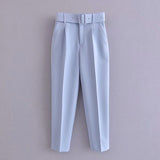 Spring 2025 New ñÞÖå Multi-Colored Harun Pants Casual Solid-Colored Small-Footed Women's Trousers Belt HZ1208