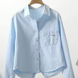 Short Shirt Women 2025 Spring And Autumn New Embroidery Letter Pocket Loose Casual Shirt Women Casual Shirt HZ1208