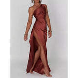New Fashion Irregular Sleeve Slanted Shoulder High-End Evening Dress HZ1208