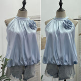 Real Shooting French Gold Wind Hanging Shoulder Waistcoat Woman Design Feel Sleeveless Bud Top Loose Shirt 1170 HZ1208