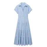Summer New Hollow Embroidered Shirt Long Dress 7946528 HZ1208
