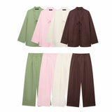 Women's Women's Cotton T-Shirted And Coated High-Waist Broad Leg Trousers Casual Set HZ1208