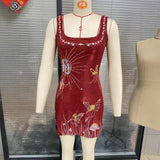 Sexy Women's New Sexy 3D Print Open Dress HZ1208