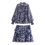 2025 Street Style Cascade Decorative Printed Shirt 9878060 Printed Miniskirt 9878067 Set HZ1208