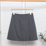 High-Waisted Open Forked-But Hip Anti-Walking A-Word Short Skirt Woman 2025 Suit Fabric Thin A-Dress Skirt 8871 HZ1208
