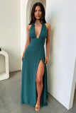 Sexy Women's New Hanging Neck V Tie Strap Bare Back Open Dress Temperament HZ1208