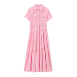 Spring New Belt Shirt-Style Splicing Dress 2240371 HZ1208