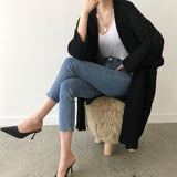 Autumn And Winter Long Cardigan Pure Color Women's Knit Fashion Holiday Sweater Coat Women HZ1208