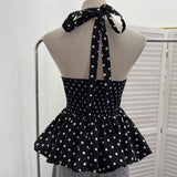 Purely Want To Show The Back Hanging Neck Tie With Wave Point Sling Vest Skirt Sleeveless Doll Shirt Short Top 9230 HZ1208