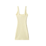 Z New Women's Elastic Knitted Button Dress With Short Dress 5063343 HZ1208