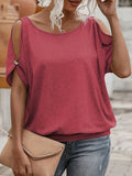 Ocean Riding Summer Wear Design Small Elegant Shoulder Hollow T-Shirt HZ1208
