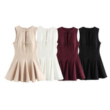 Spring New Wide Swing Bow Trim With Sleeveless Dress 4661316 HZ1208