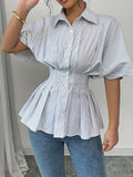 Spring And Summer Fashion Striped Shirt Women's Summer New Casual Shirt Top HZ1208