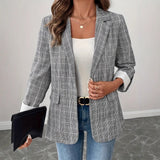 New Elegant Lattice Suit Coat Top HZ1208