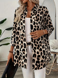 Autumn And Winter New Elegant Shirt Leopard Print Long-Sleeved Casual Holiday Shirt Top HZ1208
