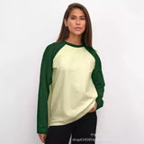 Shoulder Long-Sleeved T-Shirt Women 2025 Spring And Autumn Bumping Tie-Up Bottom Shirt Loose Round-Neck Cotton Top HZ1208