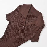 Women's Clothing 2025 Autumn And Winter New Fashion Temperament Collar Ribs Knitted Dress HZ1208