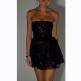 New Sexy Shoulderless Strap-Less Braided Sleeveless Body-Cuffed Dress Super Short Skirt Black Small Gift HZ1208
