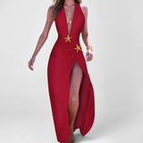 2025 Women's Holiday Style Sexy Open Skirt Hanging Neck Sexy Back Suit Women Two Sets HZ1208