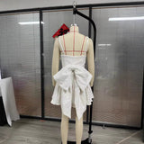 Sexy Women's New Sexy U-Neck Bow Bright A-Skirt HZ1208