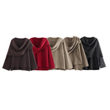 Autumn New With Asymmetric Scarf Short Loose Knit Coat HZ1208