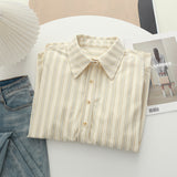 Skin Care Fine Wicked Striped Collar Long-Sleeved Shirt Women's Autumn And Winter New Overlays Thick Shirt Coat Top HZ1208