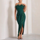 Sexy Women's New Sleeveless Plush Breast-Wearing Temperament Dress HZ1208