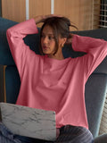 Spring 2025 New Hot Pure Color Long-Sleeved T-Shirt Women Loose Cotton Collar Base Top HZ1208