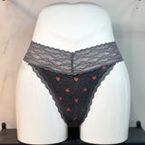 Comfortable Breathable Cotton Splicing Lace T-Shirts Heart-Shaped Printed Cotton Lace Side Plus-Size Low-Rise T-Sants Ladies Trousers HZ1208