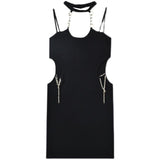 2025 Thai New Design Sense Of Sling Dress Girl Niche Sexy Chain Hanging Neck Hot Girl Bare Backpack Short Skirt HZ1208