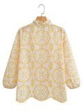 2025 Women's Pineapple Embroidered Collar Shirt 23008 HZ1208