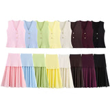 Z Women's New Button Knitted Vest Skirt 4192015 4192016 HZ1208