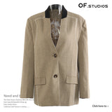 25 New Fashion Temperament Design Leather Splicing Type Tadge Coat 1718 HZ1208