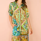 2025 Women's Hot Flower Printing Tie With Short-Sleeved Fashion Suit HZ1208