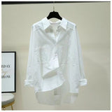 Cotton Shirt Women 2025 Spring And Autumn New Korean Version Of Loose Thin Leisure Long Sleeves Pure Color Fashion Shirt Jacket HZ1208