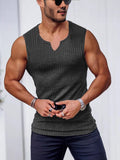 Summer Knitting Vertical Stripe Fitness And Leisure Vest Men's I-Word V-Neck Wide Shoulder Vest HZ1208